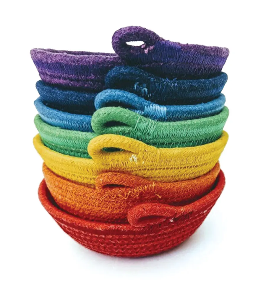 f_baskets Loveline’s 4-inch-diameter cotton-rope baskets