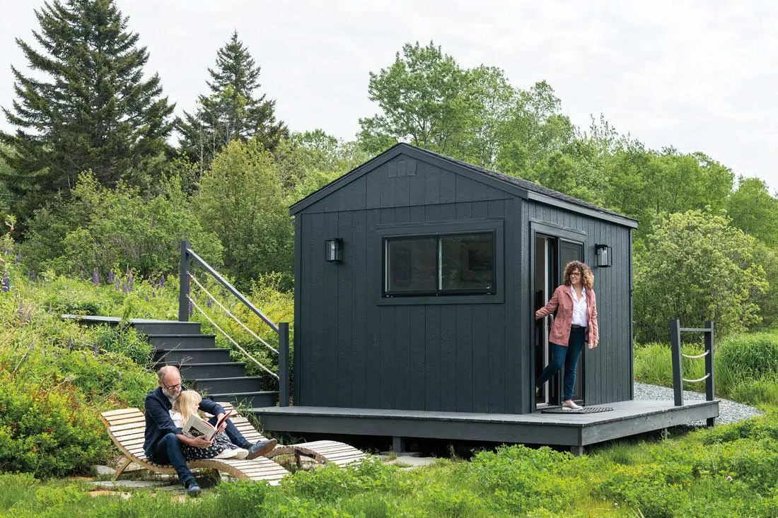 The bunkhouse is a black-painted Old Hickory shed.