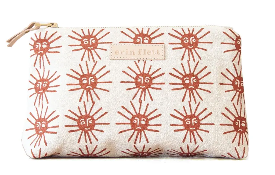 8 Home Products with Bold, Maine-Inspired Patterns Erin Flett screen-printed Happy Sad Sun Laura bag