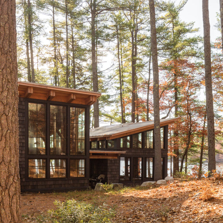 camp designed by Portland architect Will Winkelman on Wood Island in Denmark’s Moose Pond