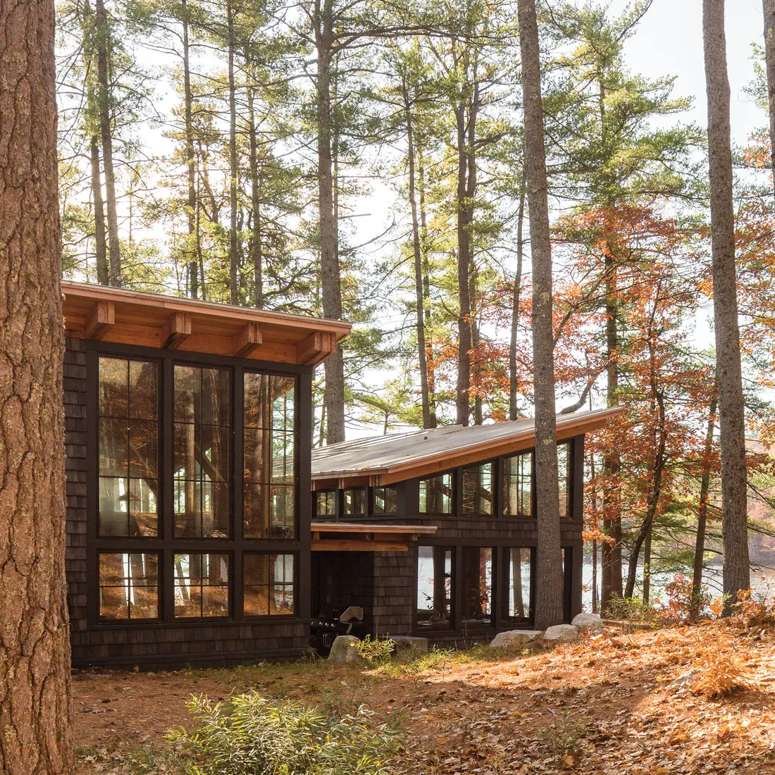 camp designed by Portland architect Will Winkelman on Wood Island in Denmark’s Moose Pond