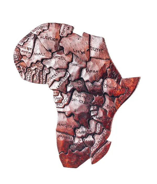 wooden africa map