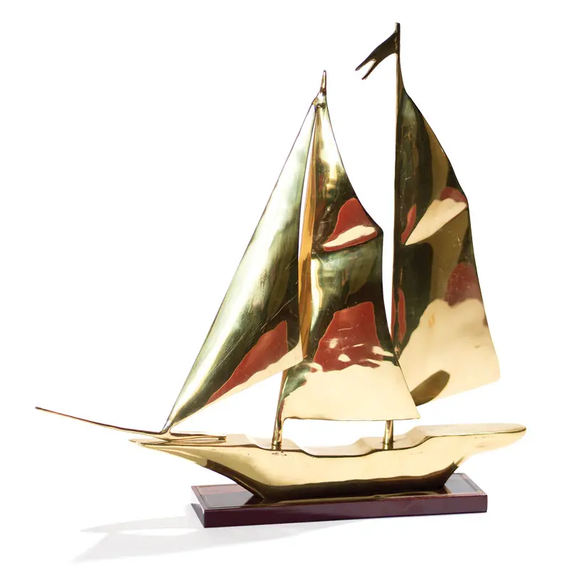 mid-century brass model ships