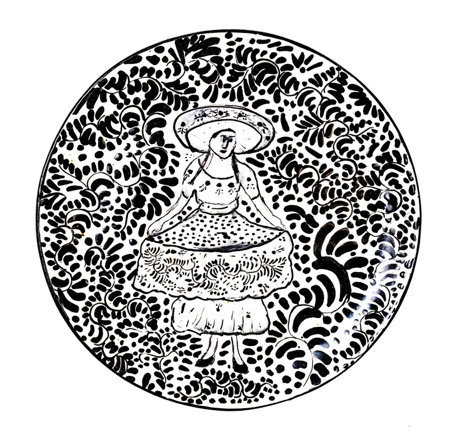min5 a painted plate by an unknown Mexican artist from Marfa, Texas