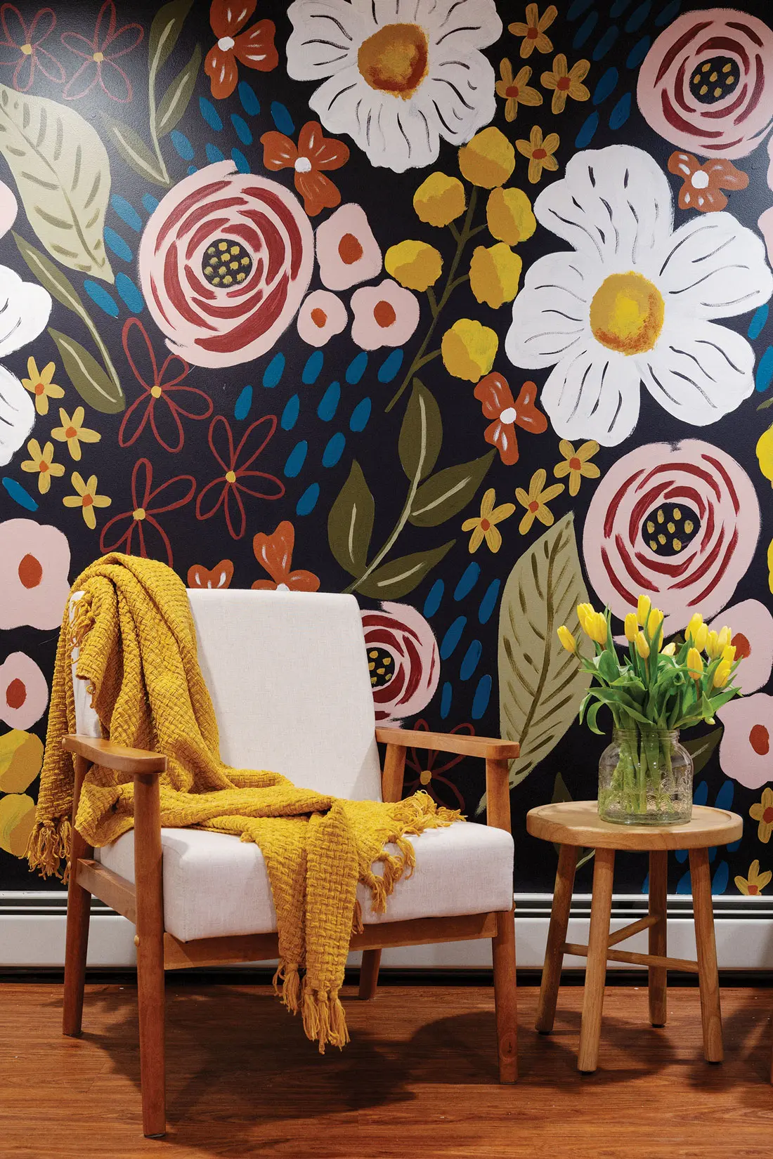 colorful floral mural by Abigail Hanks