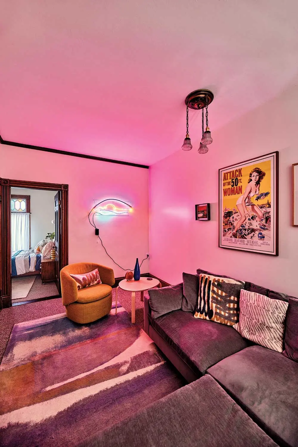 Neon lights by Neon Dave displayed in a living room