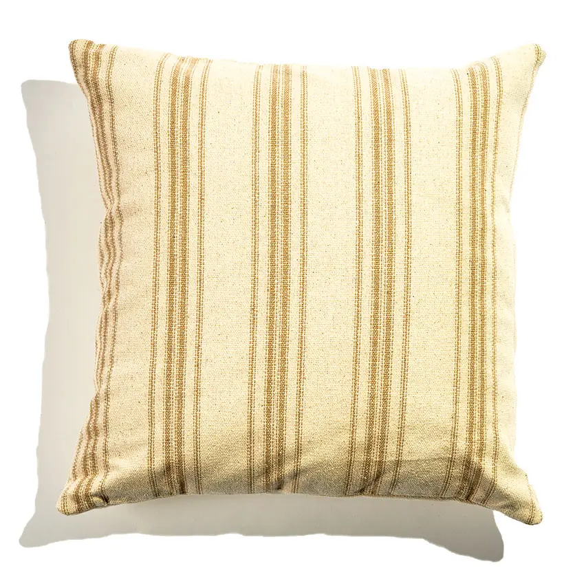 Honey Fields Decor tan-striped grain-sack pillow cover