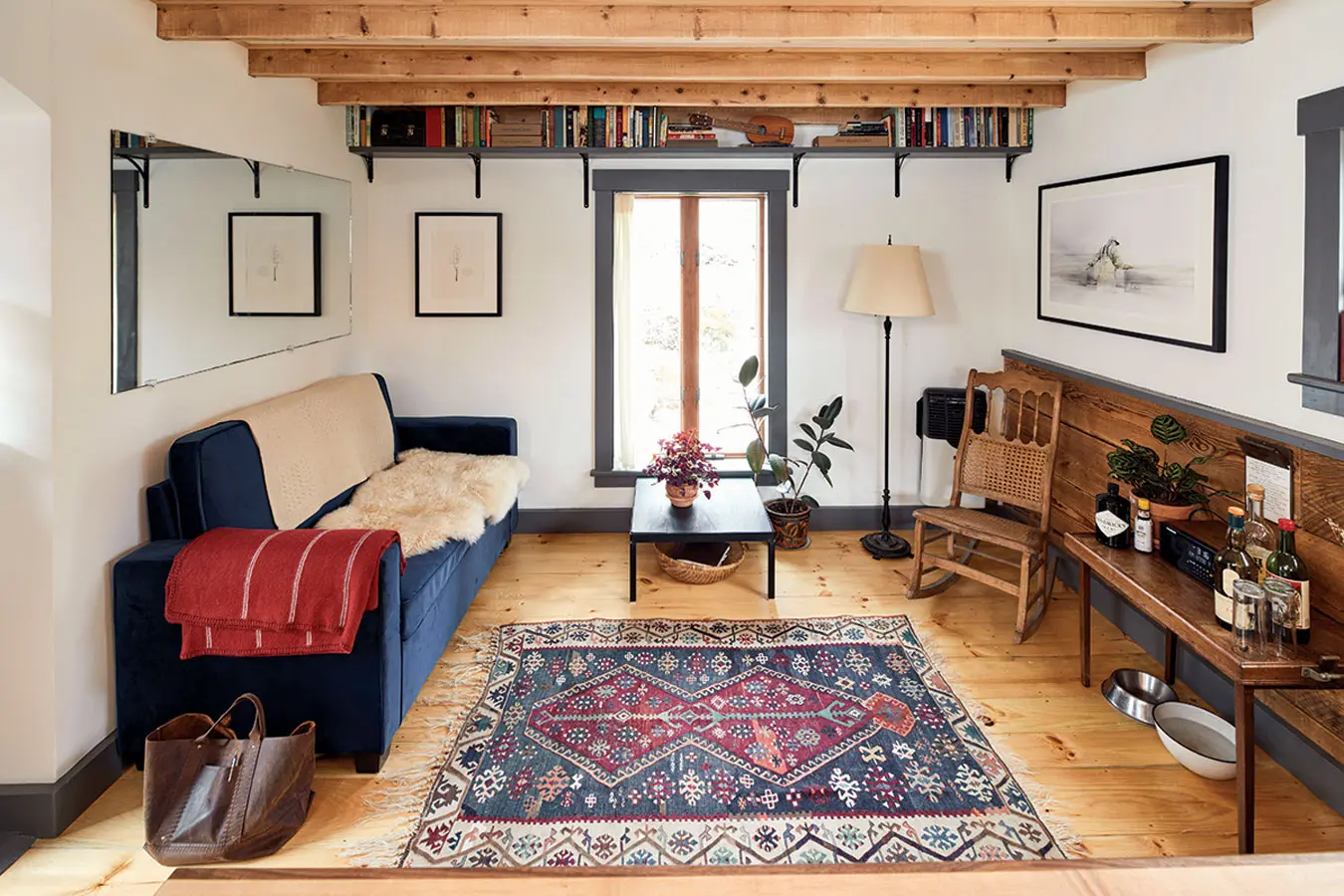 prof-3 pine-beamed living room