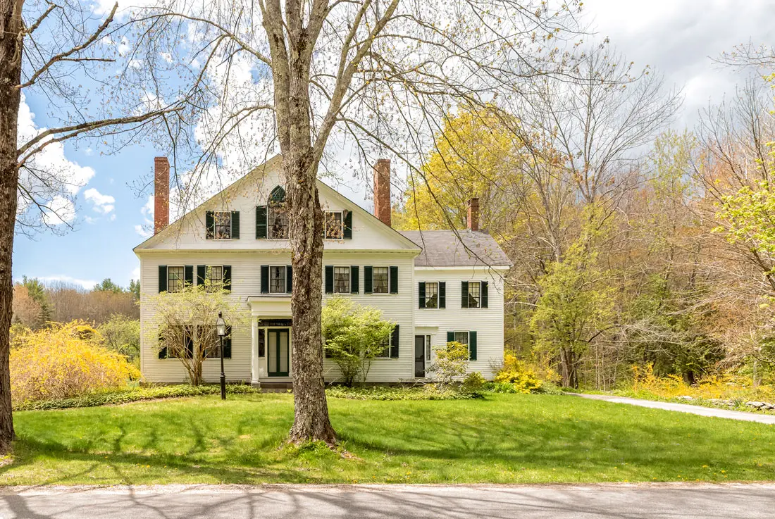 Preserving a 19th-Century Writer's Party Pad exterior of the 1797 farmhouse known as Quillcote in Hollis, Maine