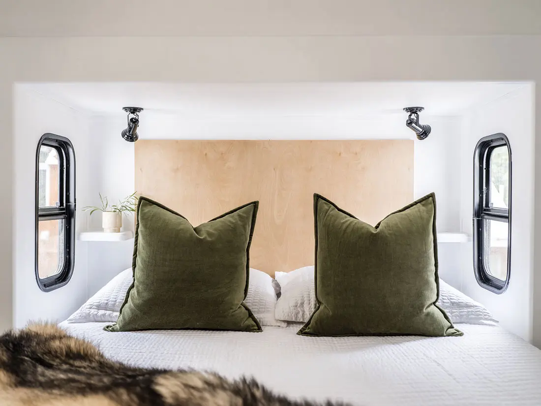 The bedroom fixtures were spray-painted black