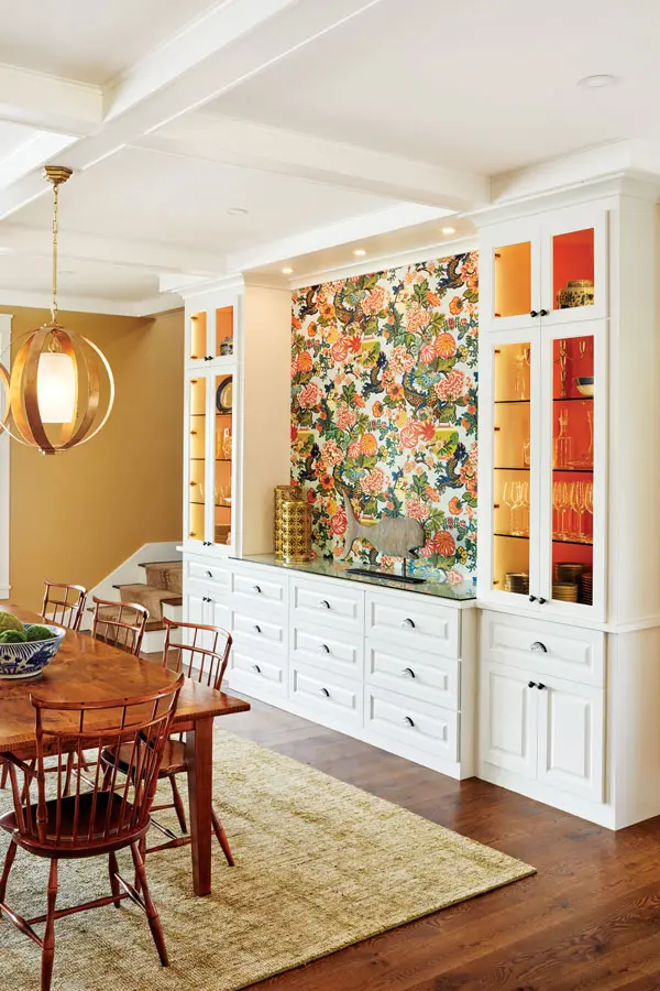 wallpaper-1 ways to use wallpaper, lining cabinet shelves and backs