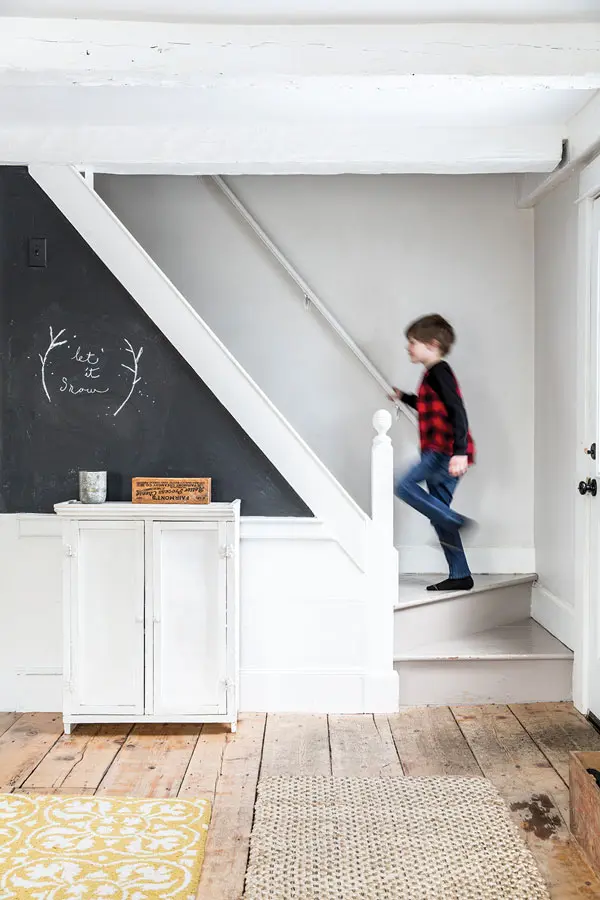 chalkboard wall in entry of the Winterport Colonial