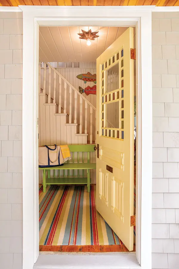 zajk-2 “New” hardware from Portland Architectural Salvage and creamy yellow paint perk up the original front door.
