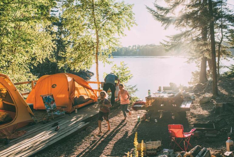 Campsites at the scenic Mount Desert Campground near Acadia National Park