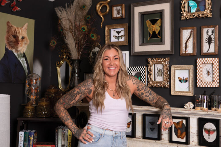 Savannah Saccarelli, owner of Muh.Kaa.Bruh, with her arthropod art