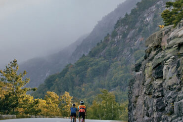 biking on the road in Acadia National Park