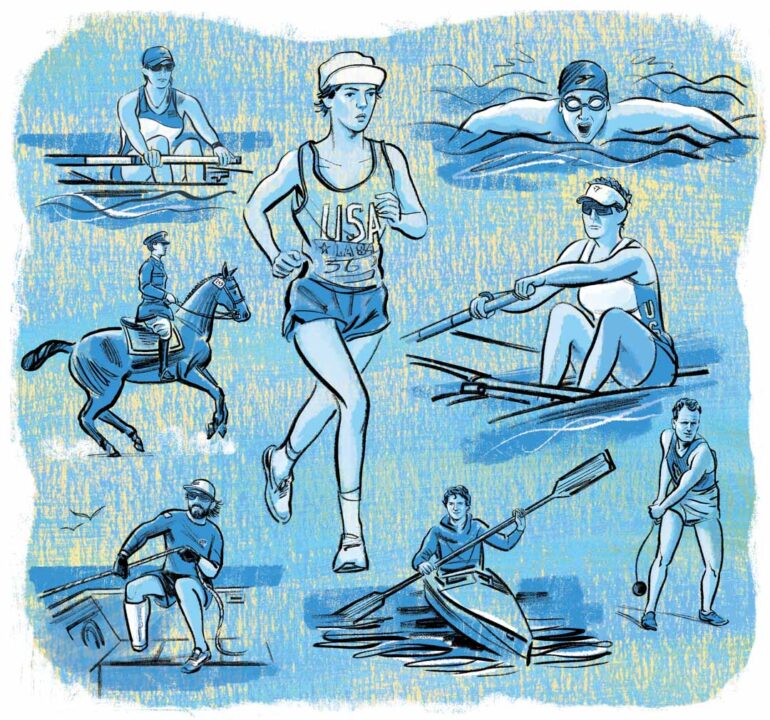 illustration of some of Maine's greatest olympians