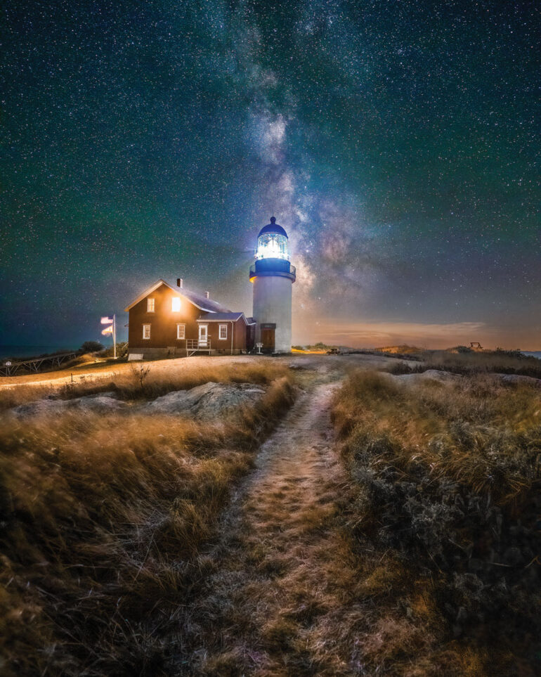 The night sky over Seguin Island Light Station