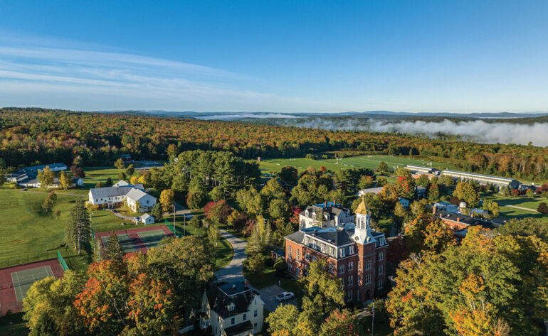 an aerial view of Kents Hill School in central Maine