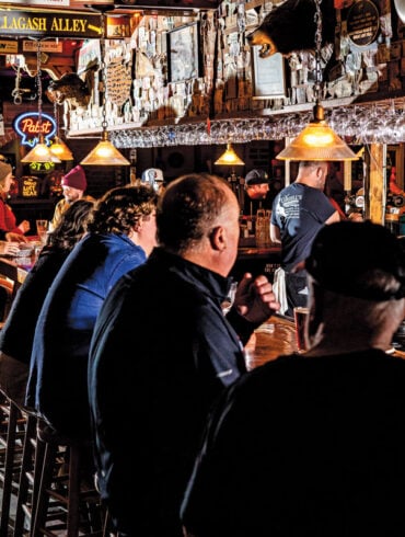 the bar at the Great Lost Bear in Portland, Maine