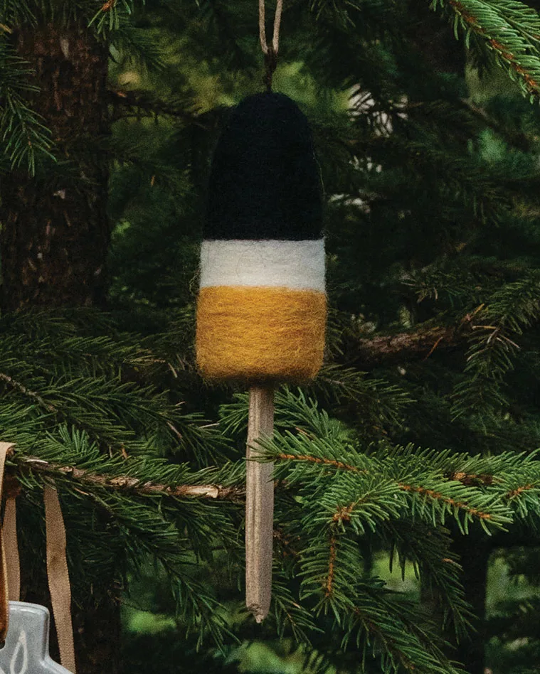 Maine-made felt lobster buoy ornament from Thirdlee & Co.