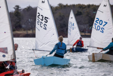 members of Mostly Maine Frosty Fleet No. 9 out on the water in the Cape Cod Frostys