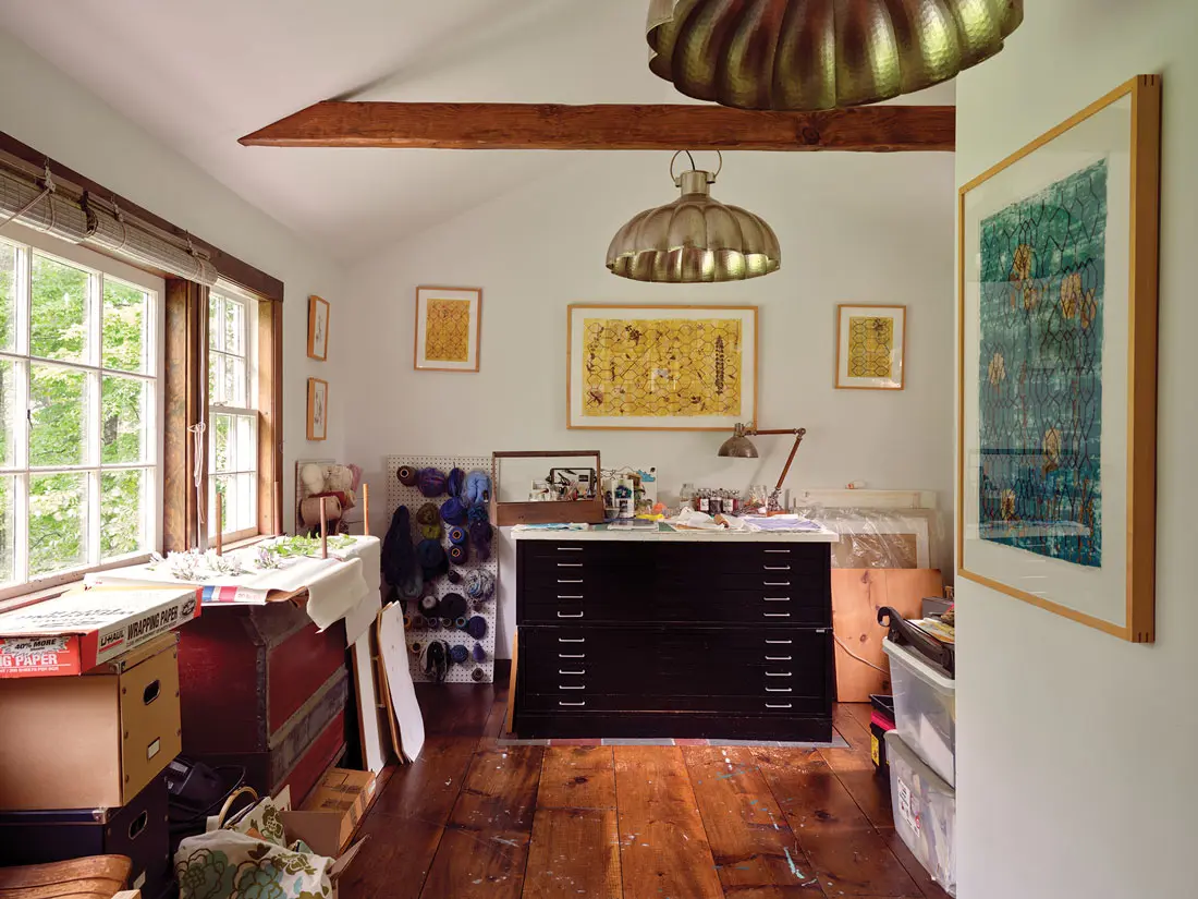 Kimberly Crichton's studio in a former barn on her 4 1⁄2-acre property in Lovell Maine