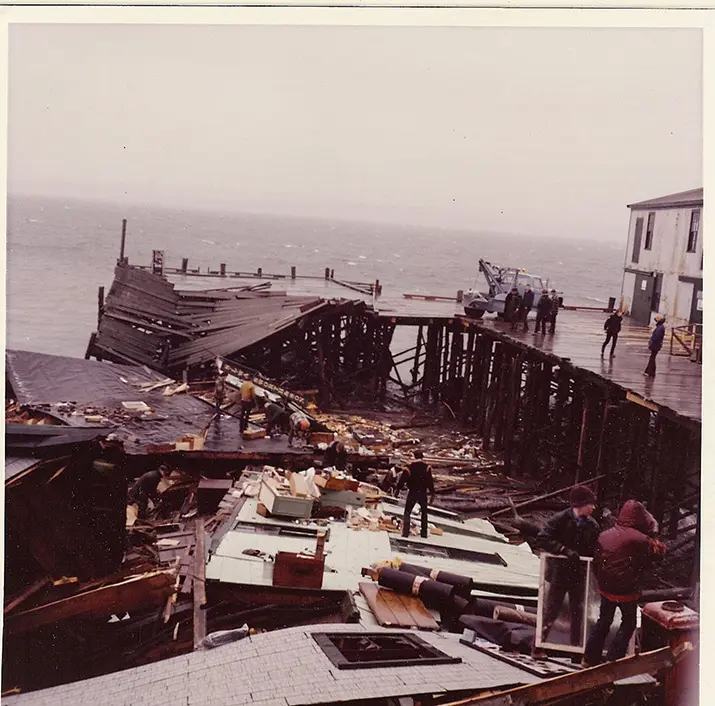the S.L. Wadsworth & Son wharf after a 1976 storm