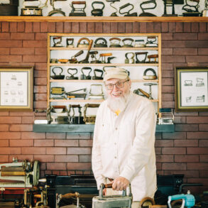Kevin McCartney, collector of antique clothes irons, owner of Old Iron Inn in Caribou, Maine