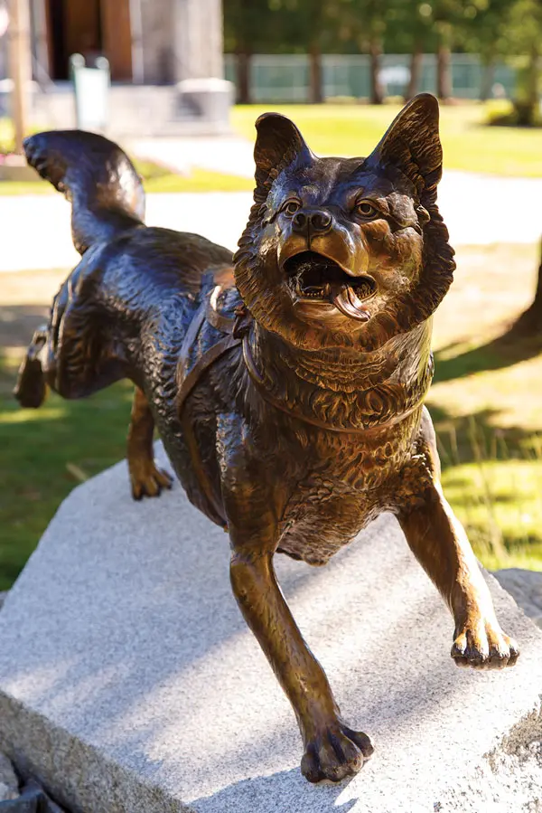 bronze statue of Togo at the Poland Springs Resort