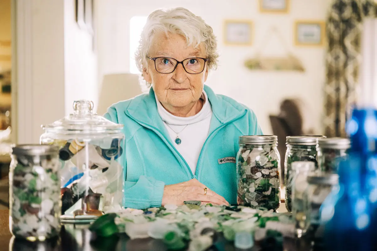 Cheryl Staples and her sea glass collection