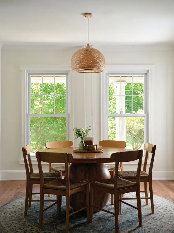 the kitchen table at Harrison’s Greenwood Manor Inn is a gathering space for family and guests alike