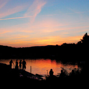 Sunset over Embden Pond, in Embden, Maine