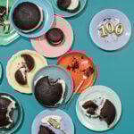 whoopie pies on colorful plates