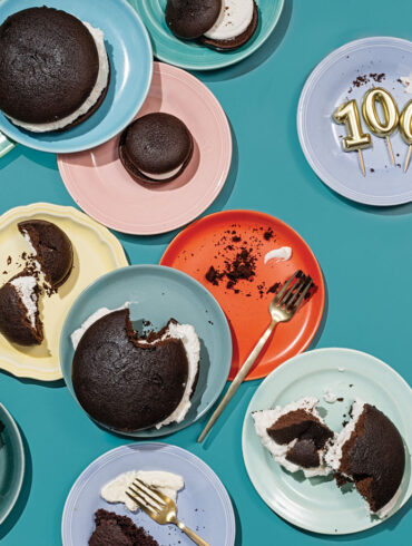 whoopie pies on colorful plates