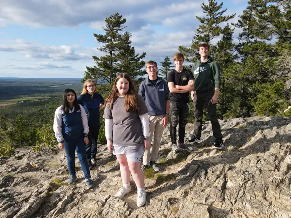 Maine School of Science and Mathematics students on a hike
