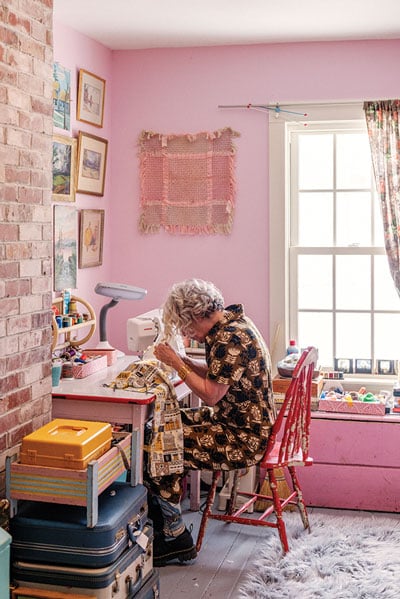 Amy Ray in her home studio and sewing room