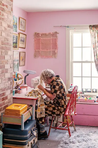 Amy Ray in her home studio and sewing room