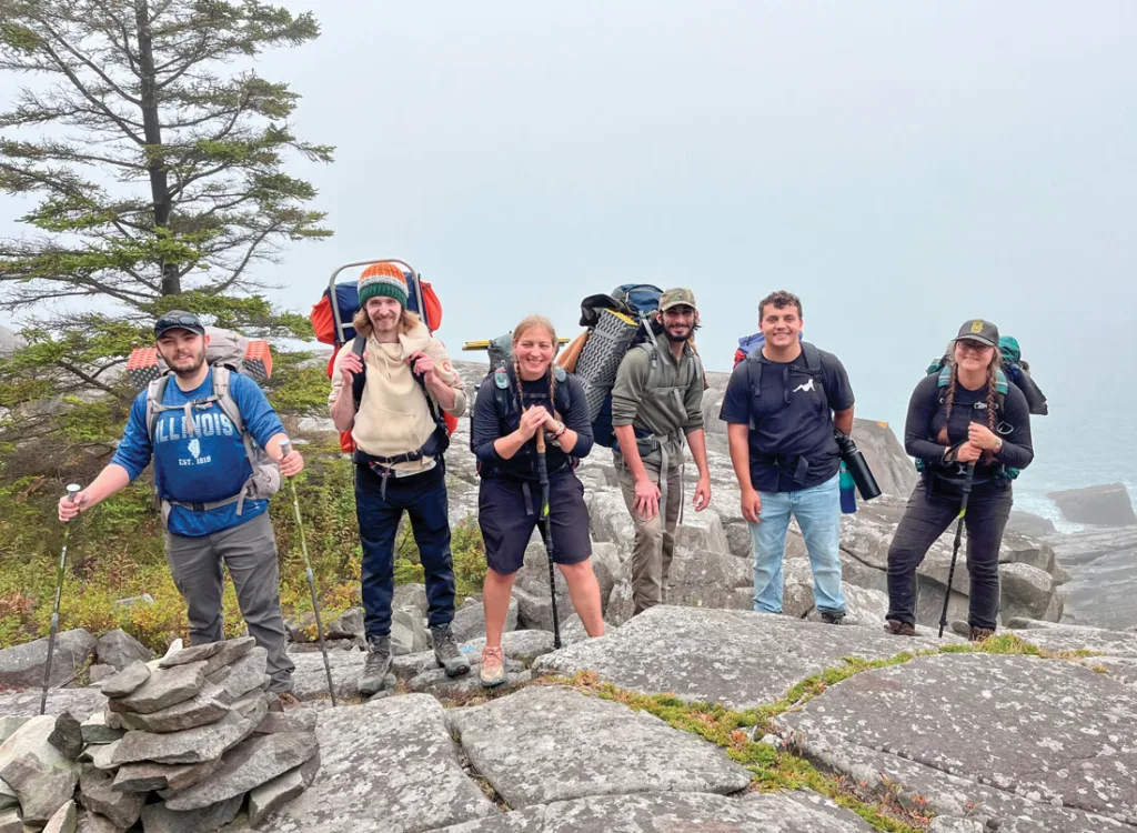 UMaine Machias Outdoor Recreation and Leadership Program students out on a hike