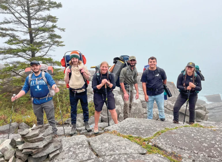 UMaine Machias Outdoor Recreation and Leadership Program students out on a hike