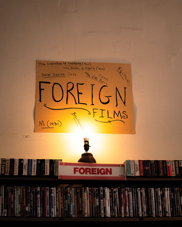 the Foreign Films section at Opera House Video, in Belfast, Maine