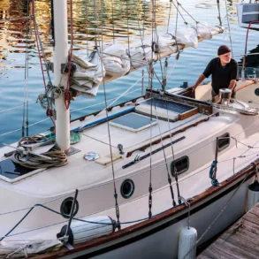 Jeff Aumuller on his 31-foot fiberglass sloop