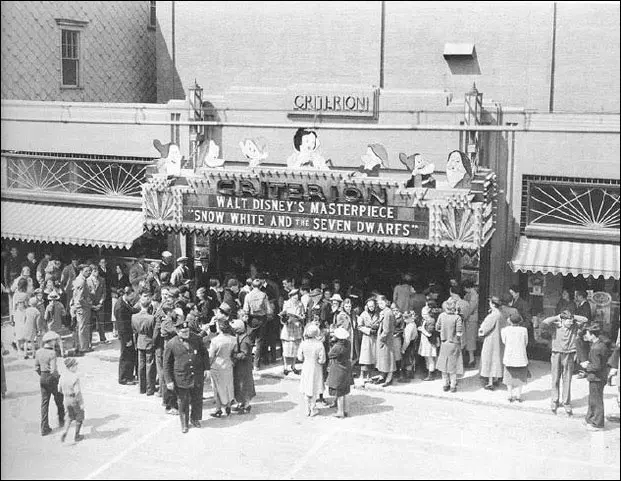 a 1932 screening of Snow White at the Criterion Theatre in Bar Harbor